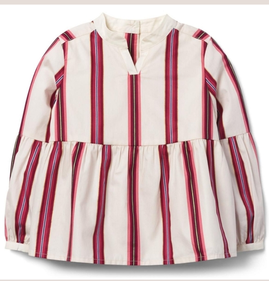 Janie and Jack Little Girls Striped Peplum Top & Plaid Stirrup Pants Set - Picture 3 of 8